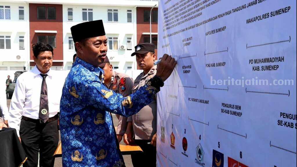 Parpol-parpol di Sumenep Satu Kata, Pemilu 2024 Tanpa Hoax dan Black Campaign Deklarasi pemilu damai di Polres Sumenep