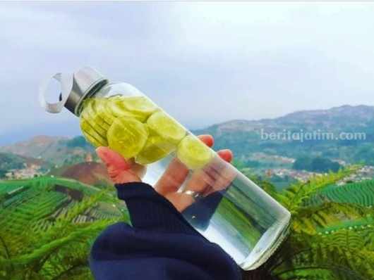 Infused water timun atau air timun yang memiliki segudang manfaat untuk kesehatan. (Sumber foto: Instagram/ananitafitriani)