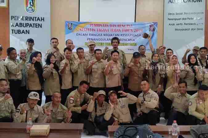 Taruna Siaga Bencana (Tagana) Kabupaten Tuban saat menggelar Rakor. [Foto:Diah Ayu/beritajatim.com]