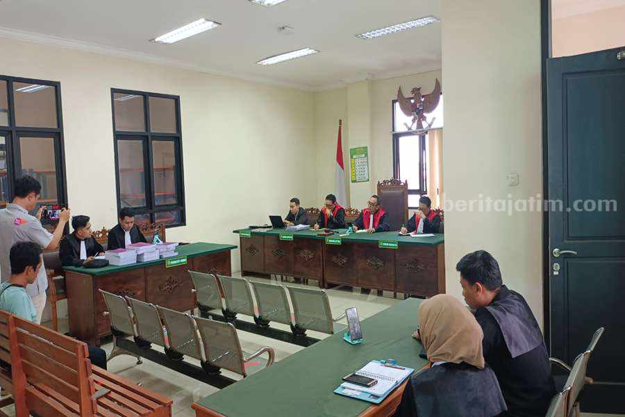 Suasana sidang virtual kasus redistribusi tanah Tambaksari Pasuruan di Pengadilan Negri Tindak Pidana Korupsi.