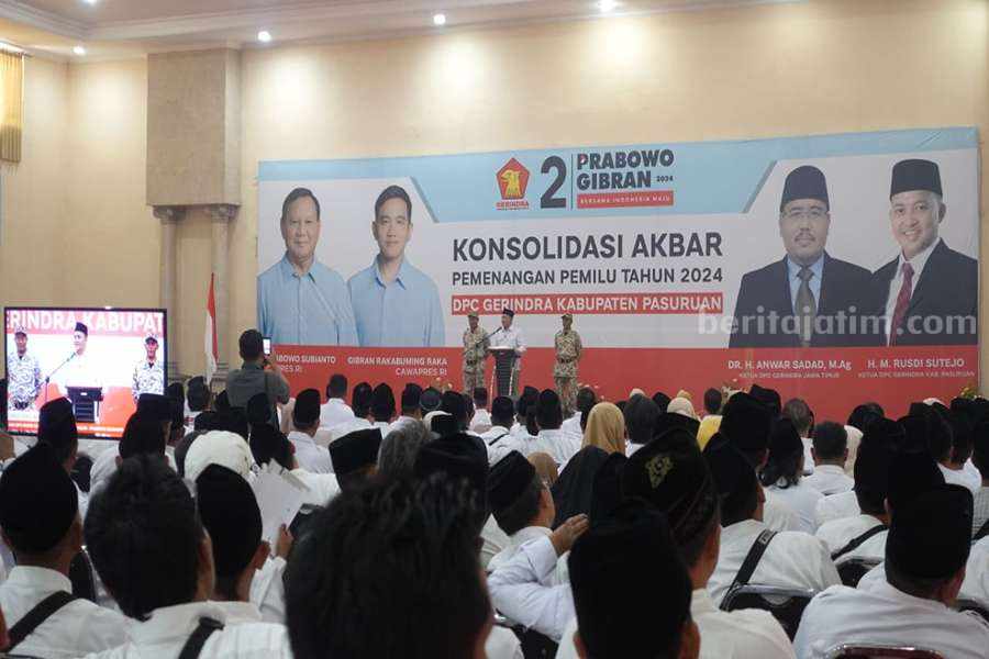 Situasi konsolidasi akbar Partai Gerindra Kabupaten Pasuruan.
