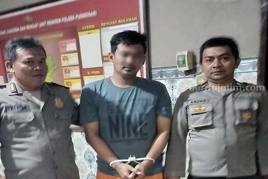 Pelaku Krisdianto Pribadi (34) warga Malang setelah diamankan Polsek Purwosari.
