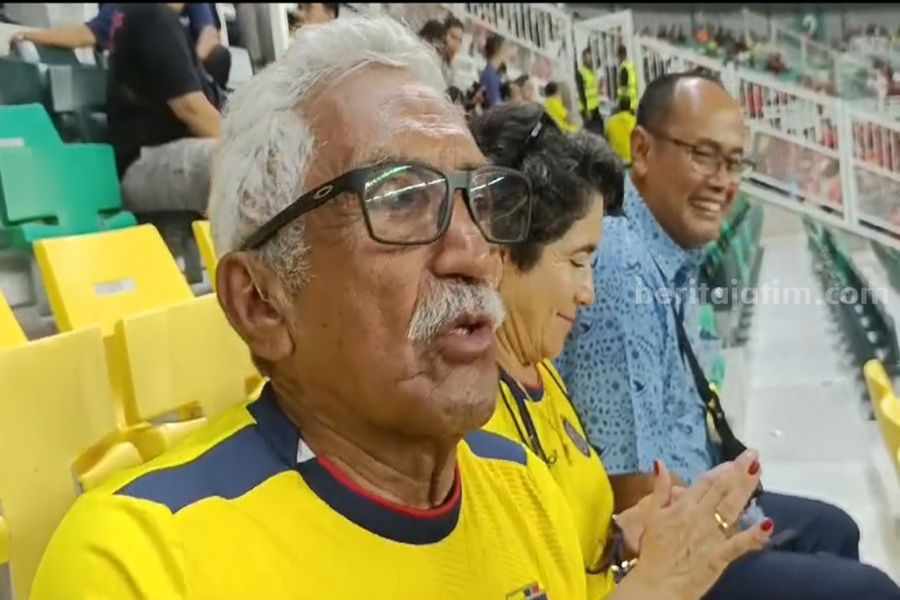 Ramiro Padilla suporter Ekuador yang rela ke Surabaya untuk mendukung timnas Ekuador, Jumat (10/11/2023). (Foto/Anggadia).