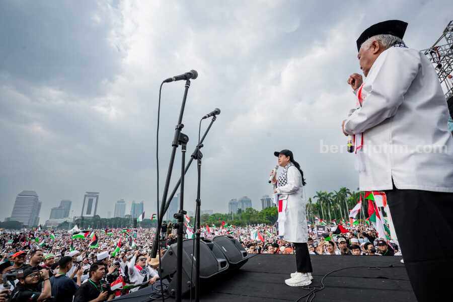 Orasi Puan Maharani dalam aksi Bela Palestina di Monas -- Istimewa