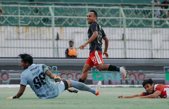 Irfan Jaya mencetak satu gol saat Bali United mengalahkan Madura United dengan skor 2-1. (Foto: Bali United)