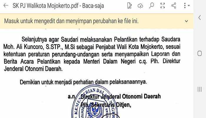 SK Pj Walikota Mojokerto