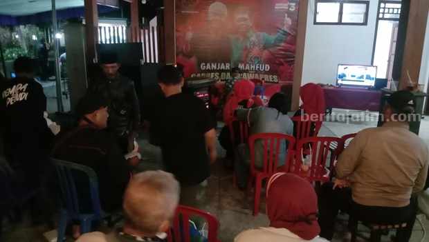 Suasana nobar relawan Ganjar-Mahfud di Kabupaten Blitar