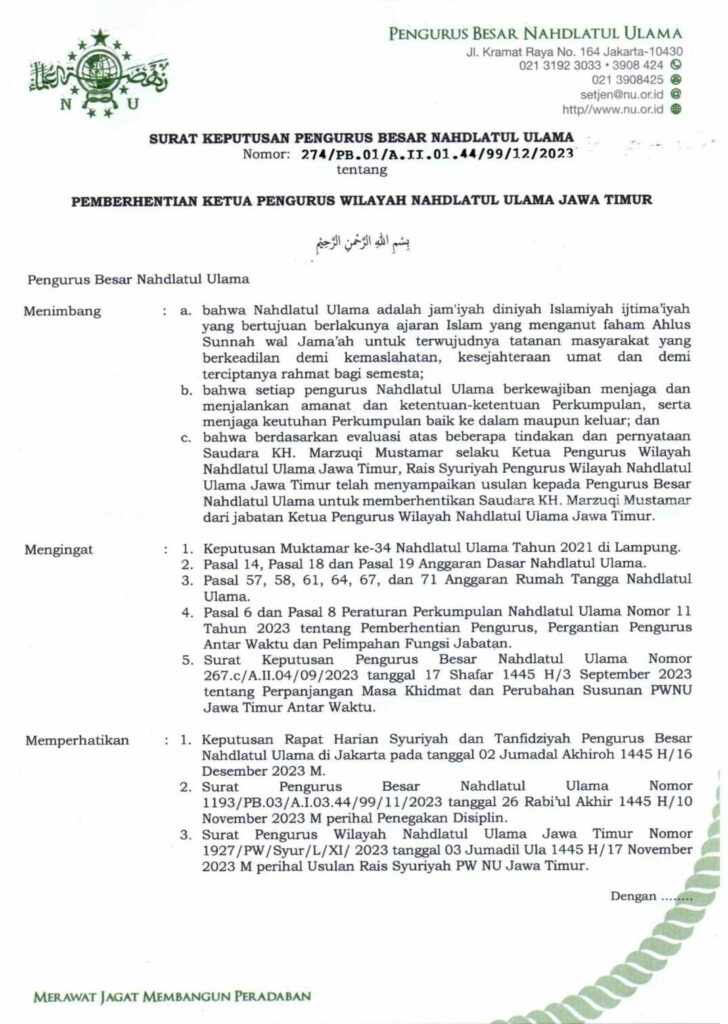 Surat PBNU