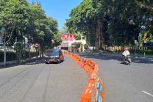 Kawasan Alun-Alun Kota Malang yang diprediksi bakal macet saat libur Nataru.