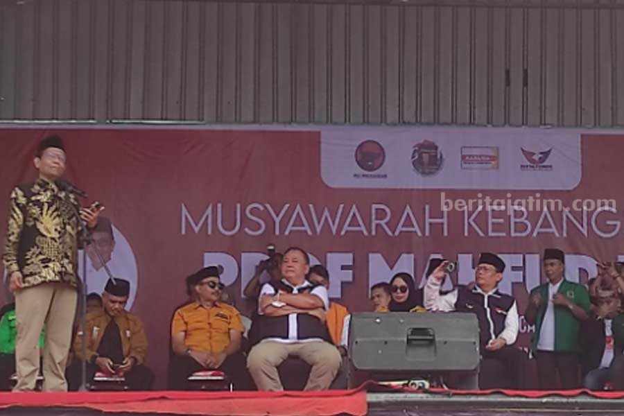 Mahfud MD saat kampanye di Banyuwangi.