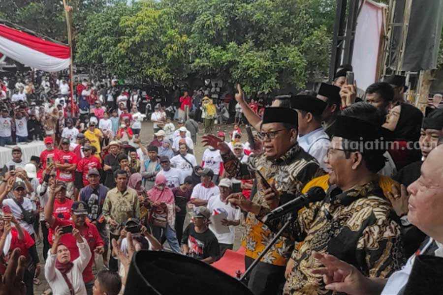 Mahfud MD saat kampanye di Banyuwangi.