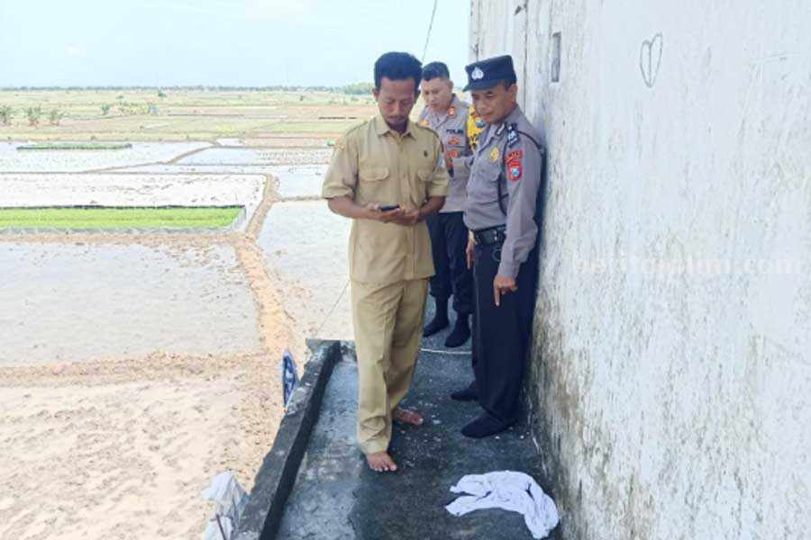 TKP terpelesetnya pelajar SMP di Kecamatan Babat, Lamongan.