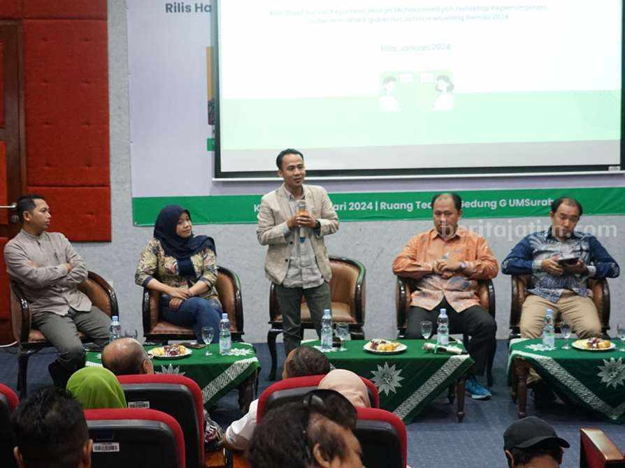 73 Persen Warga Muhammadiyah Jatim Puas Kepemimpinan Khofifah Radius Setiyawan, Peneliti Utama PUSAD UM Surabaya memaparkan hasil survei.
