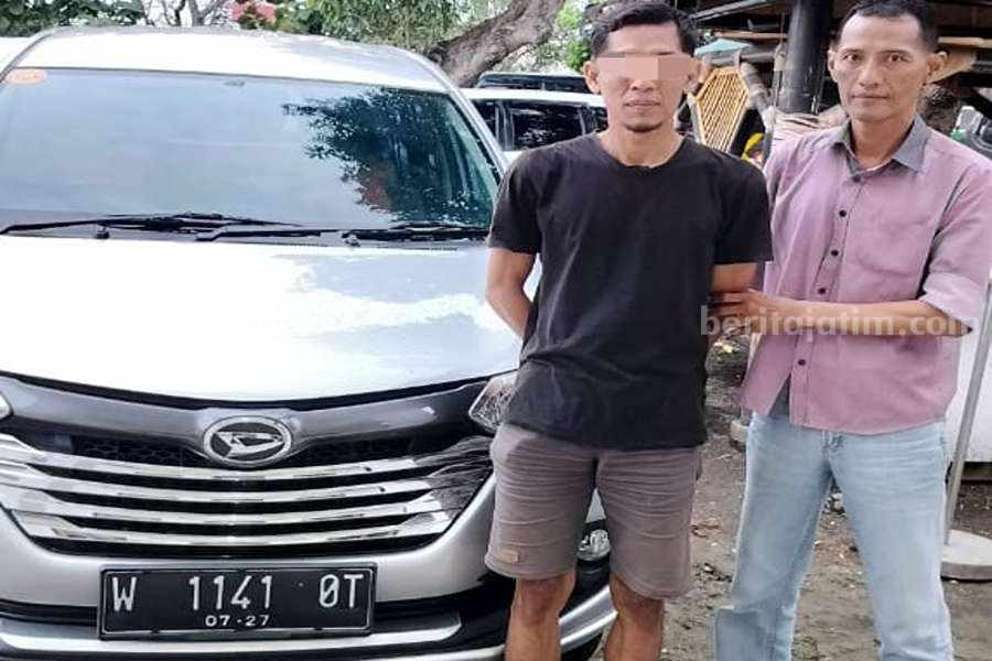 Pelaku setelah diamankan Satreskrim Polsek Purwosari beserta barang buktinya.