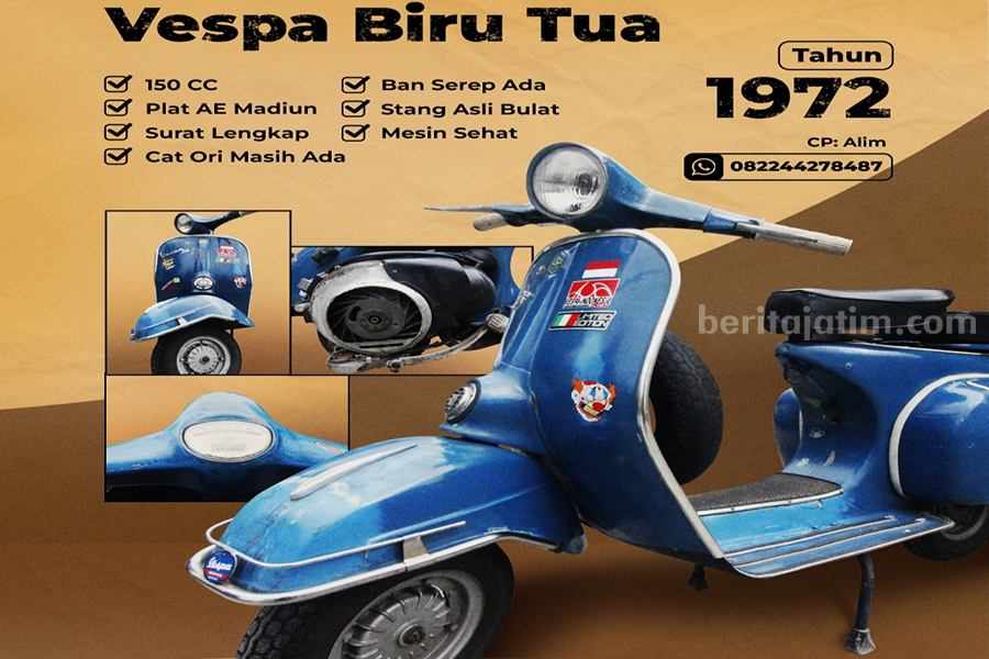 Salah satu vespa koleksi Bupati Sugiri Sancoko yang akan dilelang untuk Palestina. (Foto/IG : Pemkab Ponorogo)