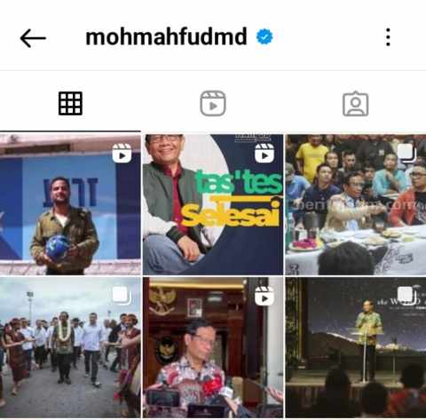 Akun Instagram Mahfud MD.