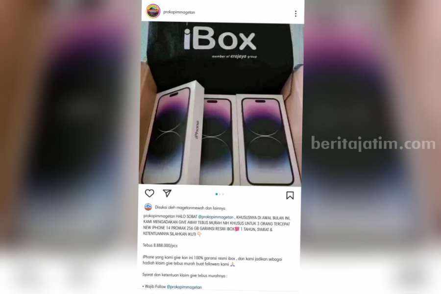 Postingan akun IG prokopim Magetan setelah kena retas oknum yang tidak bertanggung jawab dan ada indiksi penipuan.