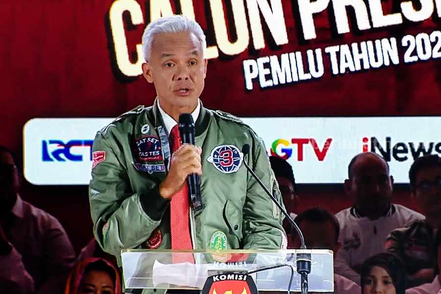 Ganjar Pranowo dalam Debat Capres Minggu (7/1/2024)
