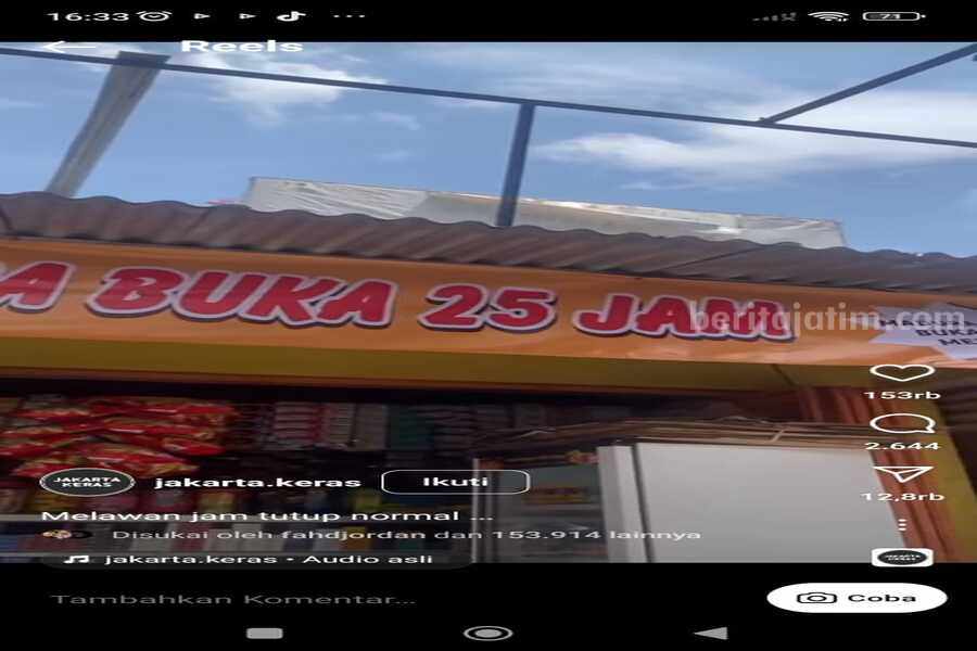 Fenomena Unik! Spanduk Warung Madura Buka 25 Jam Berdampingan dengan ATM BNI 24 Jam Foto Berita Jatim