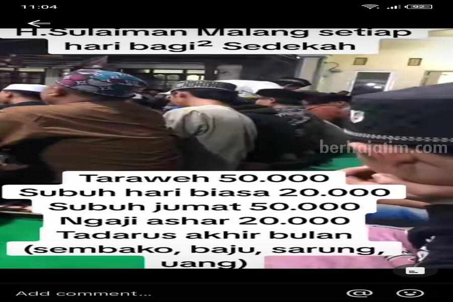 Viral! Salat Tarawih di Malang Dapat Uang Rp50 Ribu dari Pengusaha Kaya Foto Berita Jatim