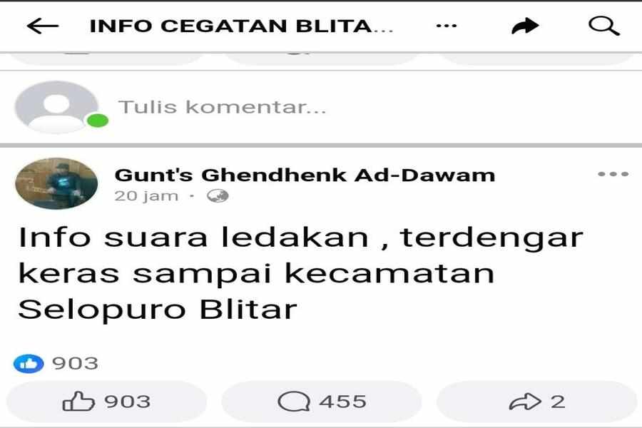Polisi Selidiki Sumber Suara Ledakan Misterius yang Hebohkan Warga Blitar Foto Berita Jatim