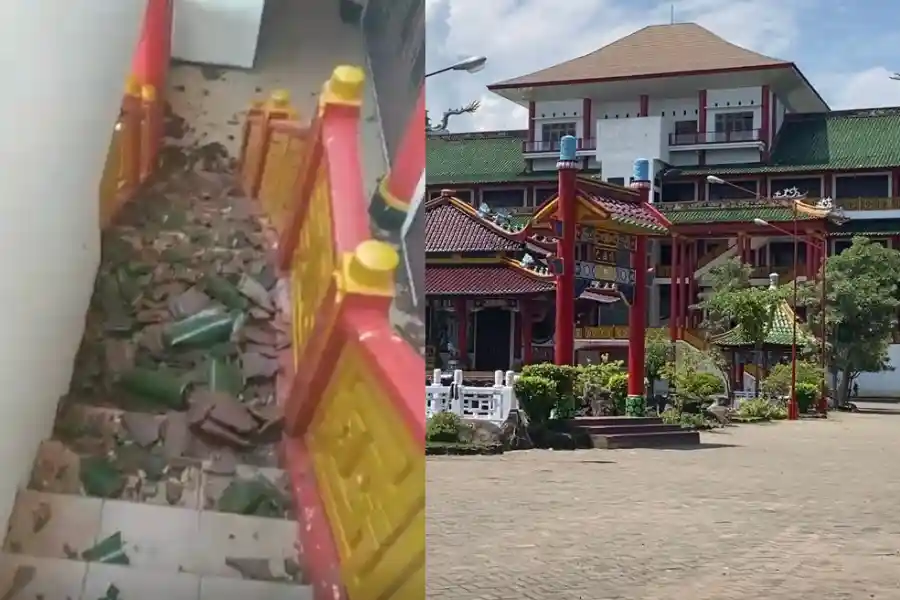 Klenteng Terbesar Se-Asia Tenggara Kwan Sing Bio Genteng Runtuh Akibat Gempa Tuban Foto Berita Jatim