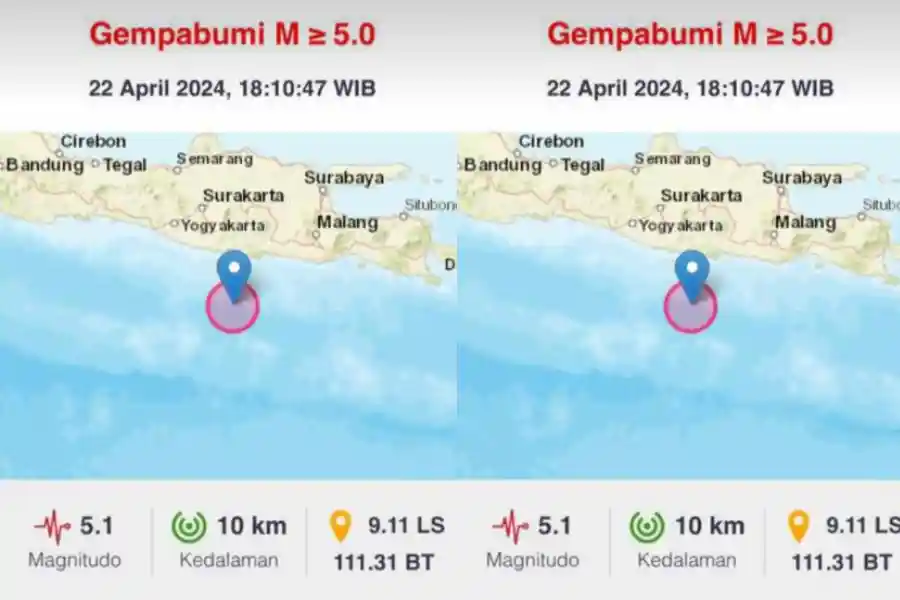 Gempa 5,1 Magnitudo Pacitan, Terasa Hingga Blitar Foto Berita Jatim