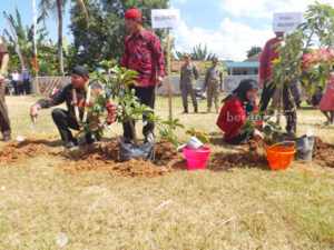 Bupati Sumenep: Gotong-royong Mampu Menembus Lintas Batas Perbedaan Gerakan penanaman pohon produktif oleh bupati dan wakil bupati sumenep (Foto: Temmy/ beritajatim)