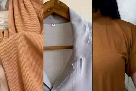 Bahan kain Rib Knit, Rayon, dan Poliester (dari kiri) yang berpotensi timbulkan bau keringat berlebih. (Kolase/Instagram)