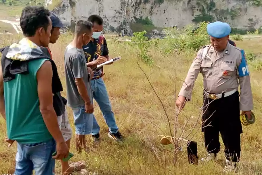 Lokasi penemuan mayat di bekas tambang galian C turut Desa Dahor, Dusun Sambungrejo, Kecamatan Grabagan, Kabupaten Tuban.