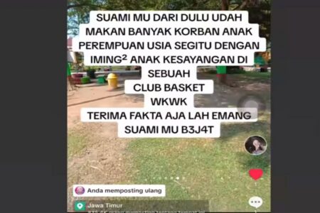 Tangkapan layar ungkapan kemarahan YW atas dugaan perbuatan tidak senonoh guru anak kandungnya.