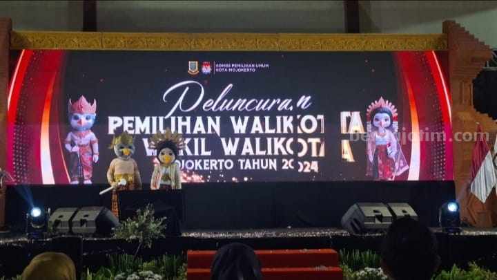 Maskot Kerto dan Kerti KPU Kota Mojokerto untuk Pilwali Kota Mojokerto. [Foto : Misti/beritajatim.com]