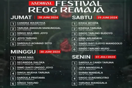 Digelar 4 Hari, Ini Jadwal Festival Reog Remaja di Ponorogo