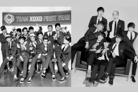 BTS dan EXO pada masa awal debut.