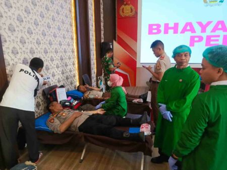 HUT ke-78 Bhayangkara, 200 Peserta Ikuti Donor Darah Polres Kediri Kota