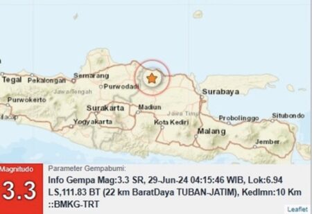 Lagi, Gempa 3.3 Magnitudo Guncang Tuban, Kaca Rumah Bergetar foto beritajatim