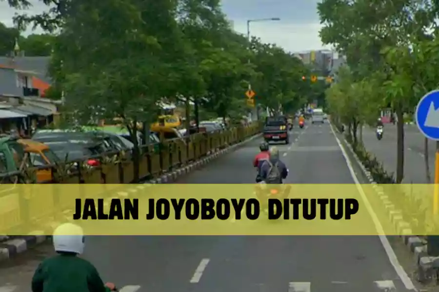 Jalan Joyoboyo Surabaya yang ditutup.