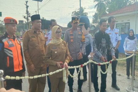 Bupati Blitar, Rini Syarifah meresmikan palang pintu perlintasan KA di Kecamatan Garum, Selasa (4/6/2024) foto/Winanto