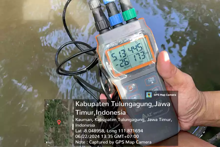 Hasil pengujian kualitas air dengan alat.