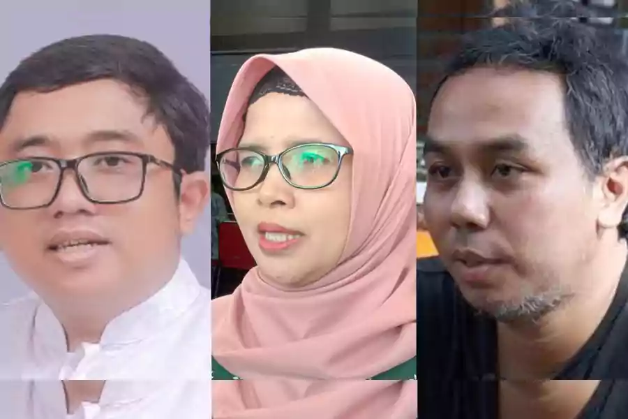 Arif Kurniawan, Rini Syarifah, dan Wima Brahmantya, Cabup-cawabup Blitar, Sabtu (15/06/2024). (Kolase: Winanto/beritajatim.com)