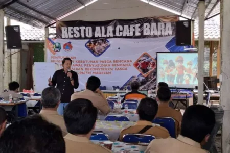 BPBD Magetan Gelar Pertemuan OPD Bahas Rehabilitasi dan Rekonstruksi Pasca Banjir.