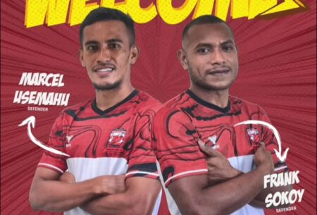 Pemain anyar Madura United FC, Frank Sokoy dan Marcel Usemahu untuk kompetisi Musim 2024-2025.