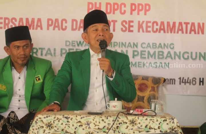 Politisi senior PPP, KH Kholil Muhammad dalam Rapat Konsolidasi Partai di Pamekasan, Minggu (7/7/2024).