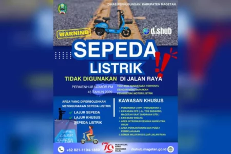 Dishub Magetan Imbau Sepeda Listrik Tak Digunakan di Jalan Raya