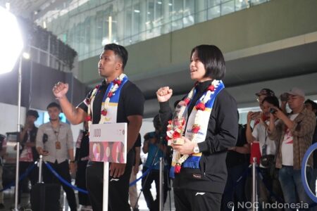 Maryam March Maharani judoka (kanan) telah kembali ke Indonesia setelah bertanding di ajang Olimpiade 2024 di Paris. [Foto: NOC Indonesia/Naif Muhammad Al'as/Canon Indonesia]
