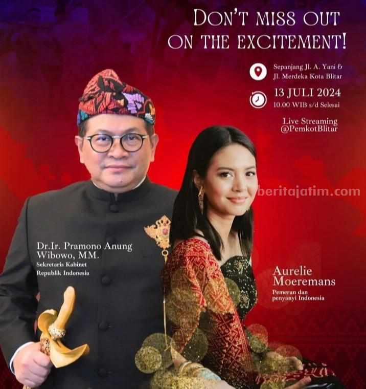 Aurelie Moeremans dan Pramono Anung Bakal Hadir di Blitar Ethnic National Carnival Sabtu (13/7/2024) mendatang. (foto : Istimewa)
