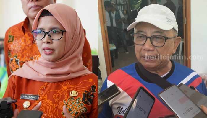 Rini Syarifah dan Rijanto, dua tokoh yang digadang-gadang maju Pilbup Blitar 2024, Rabu (14/8/2024). (foto : Winanto/beritajatim.com)