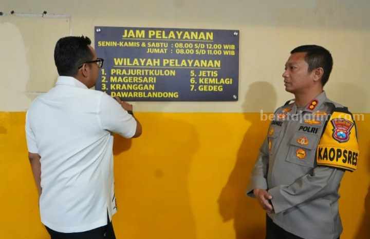 Pj Wali Kota Mojokerto Moh Ali Kuncoro bersama Kapolresta Mojokerto AKBP Daniel S Marunduri. [Foto: Ist]