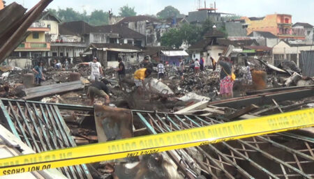 Lokasi Pasar Kesamben Kabupaten Blitar yang terbakar, Selasa (29/9/2022) lalu. (Foto : Winanto/beritajatim.com)