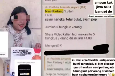 Dokter Prathita Amanda Aryani Diduga Lakukan Perundungan, Warganet: Jahat Banget Sumpah Potret Prathita Amanda Aryani dan tangkapan layar isi chatnya. (X/sunwookimz)